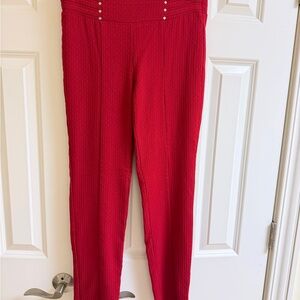 Rafaella Ruby Red Textured Comfort Stretch Pants